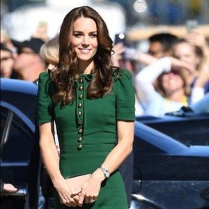 Kate Middleton Style Green Fit and Flare Dress